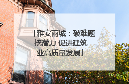 雅安雨城：破难题 挖潜力 促进建筑业高质量发展